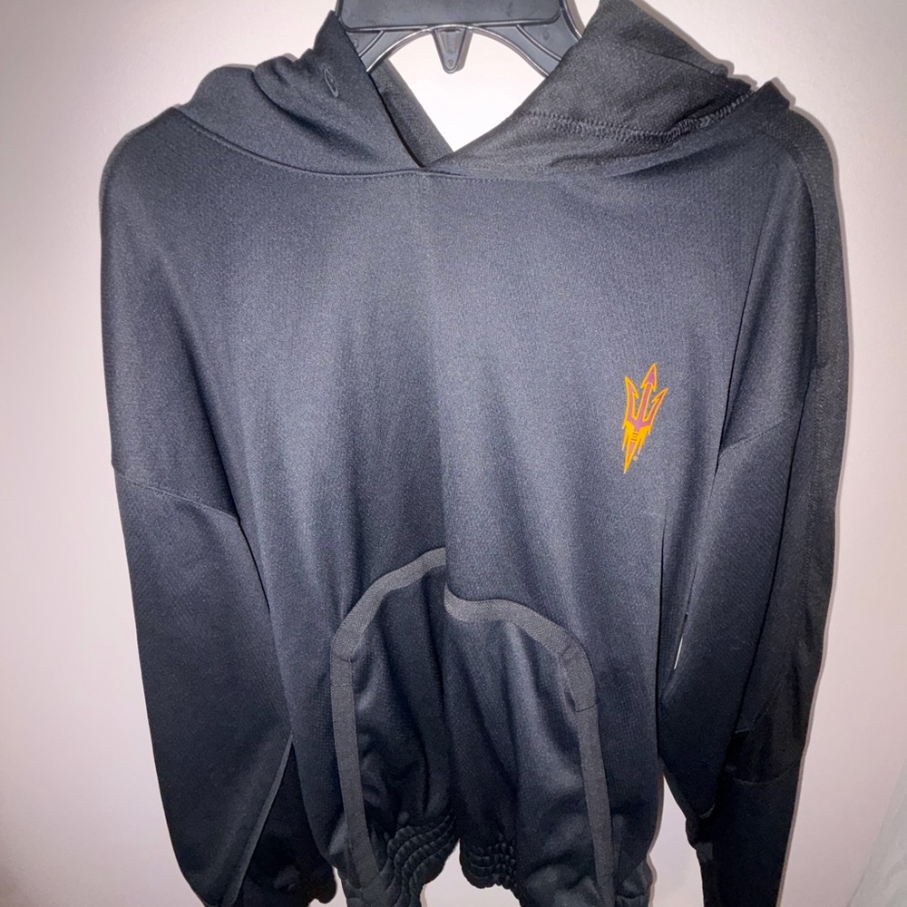 Black Men's ASU / Arizona State Hooded Pullover with Yellow Pitchfork Logo